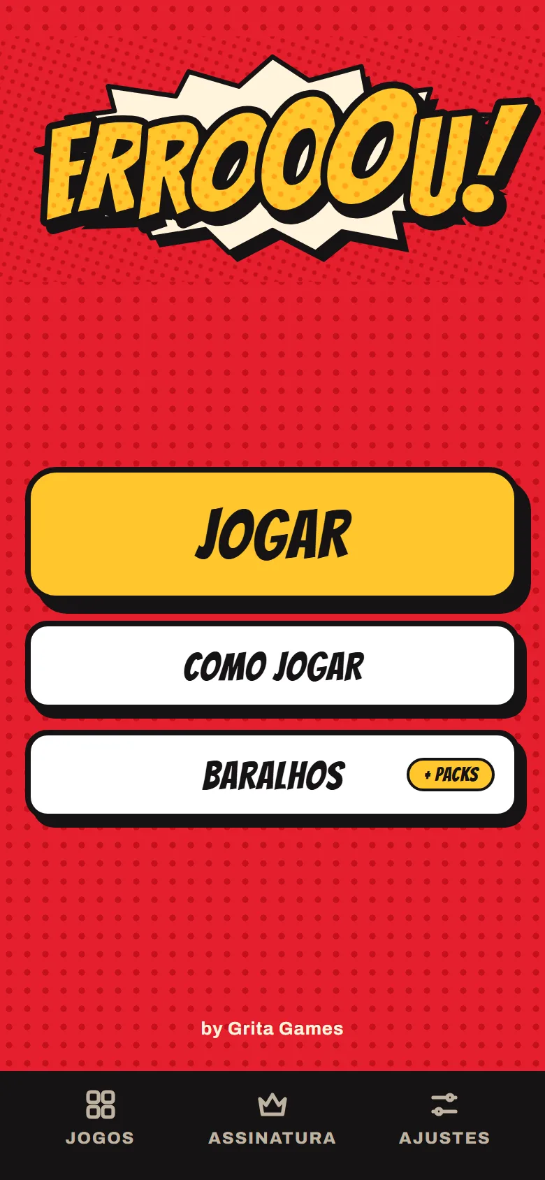 Tela de entrada do ERROOOU!