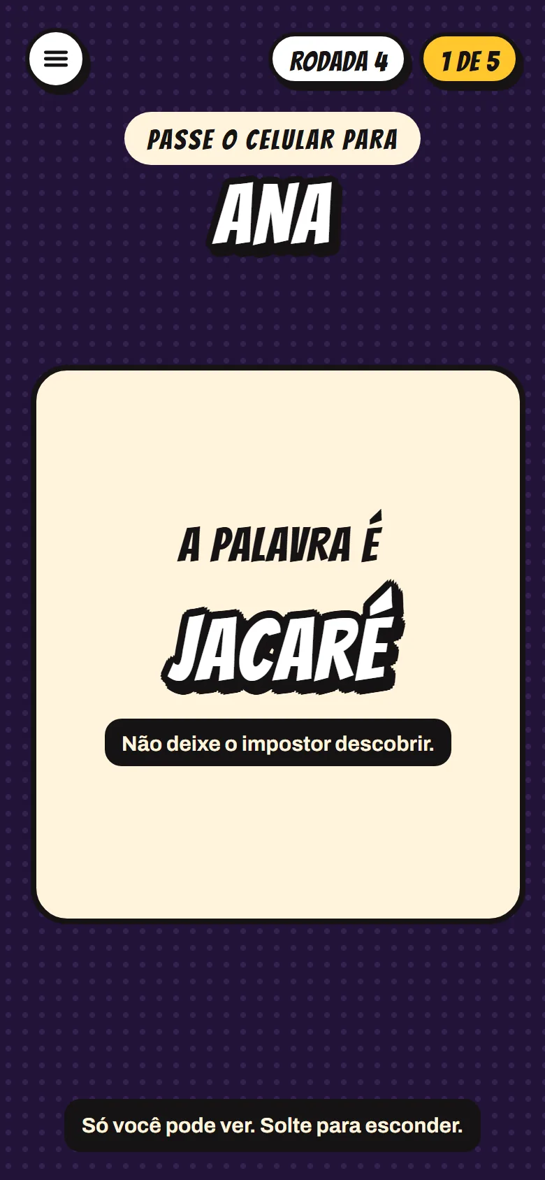 Carta secreta do jogo O Impostor